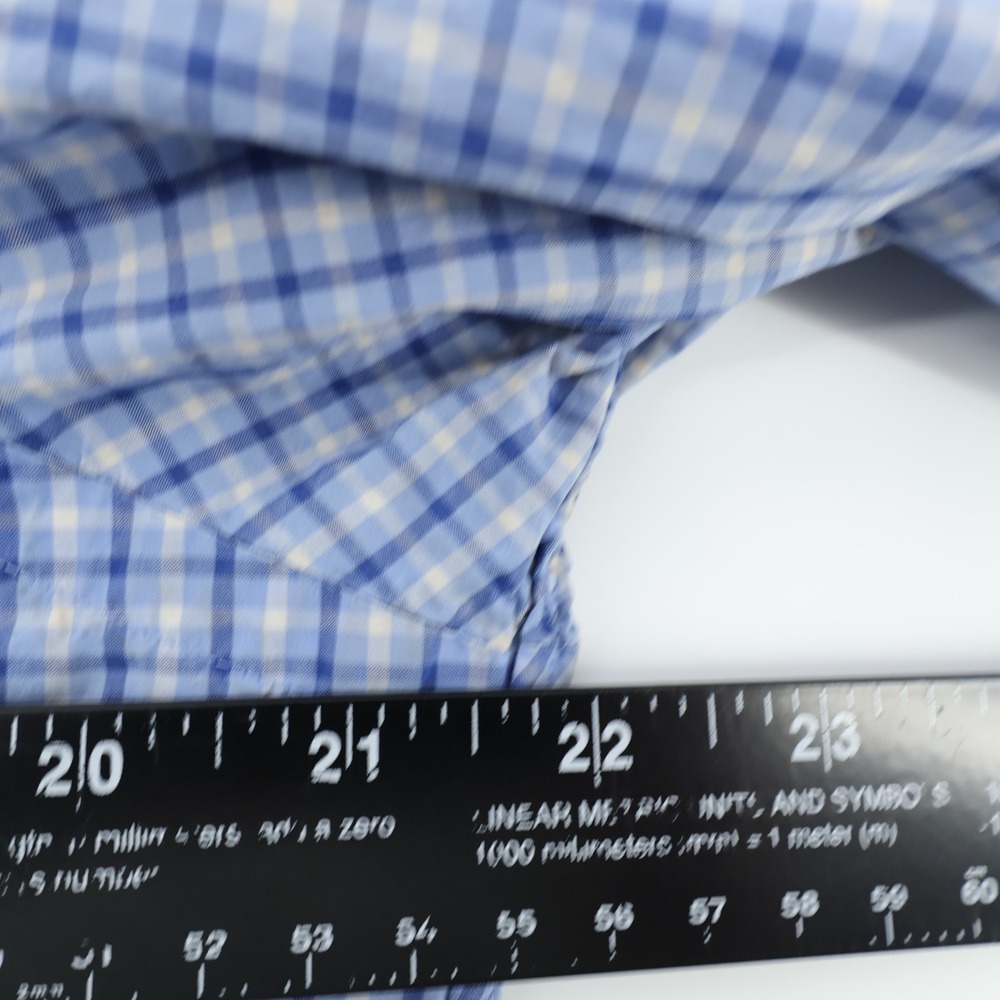 Polo Ralph Lauren Men's Blue Plaid Button Down Shirt Medium Long SLeeve‎ Flaws - Picture 9 of 10